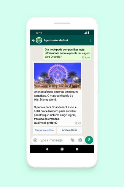 imagem mostra exemplo de mensagem de anuncio pago feito no whatsApp