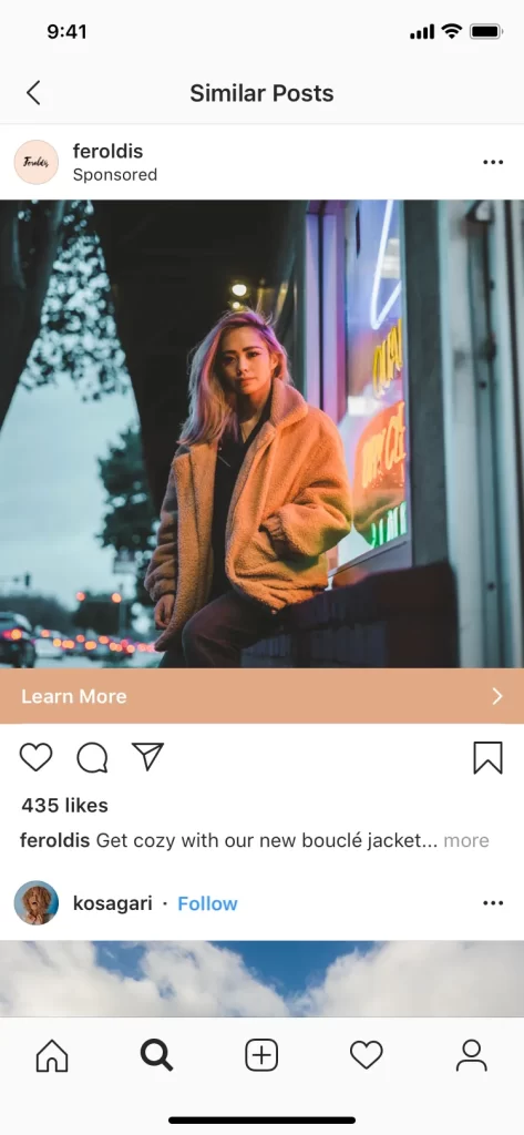 exemplo de anúncio do explorar do instagram