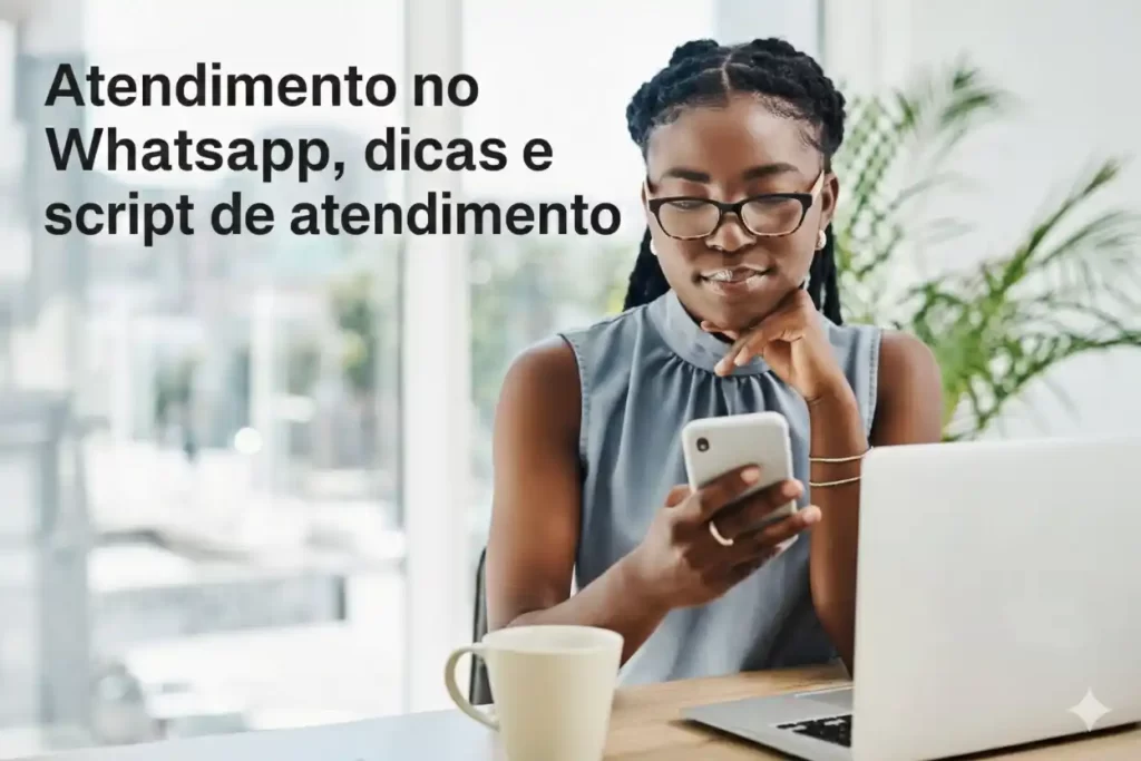 Mulher realizando atendimento via whatsapp representando o assunto do artigo.