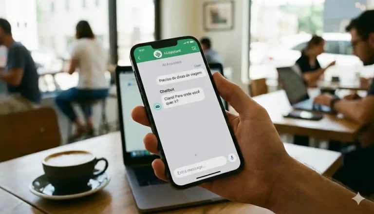 Celular com tela mostrando um chat de conversa do whatsapp.